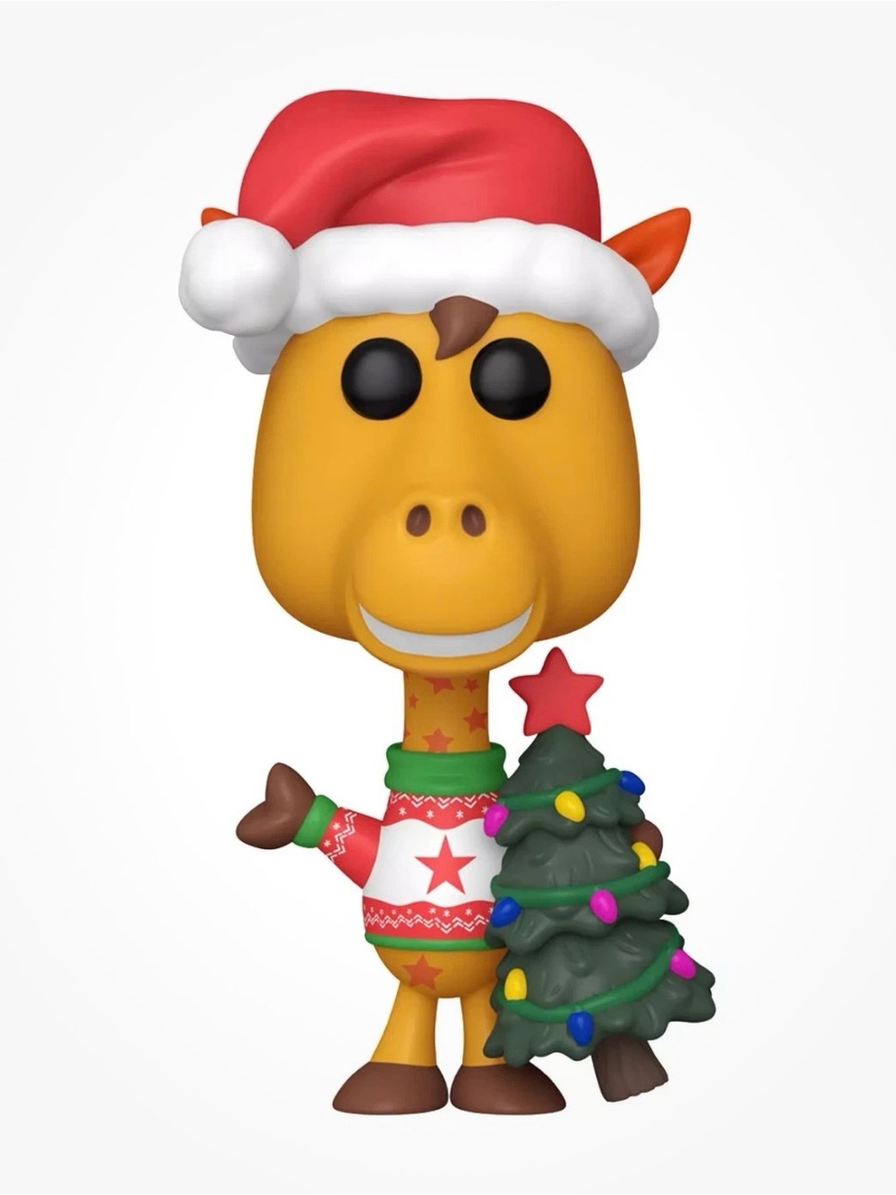 Funko Yellow Giraffe with Red Santa Hat and Green Christmas Tree Figurine. NWT.